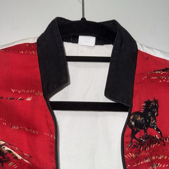 Vintage Cropped RoughRider Zip Front Sweetheart Cut Y2K Western Shirt Horses SM - Picture 5 of 8